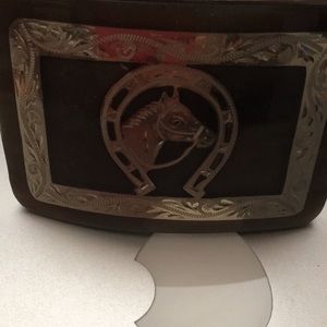 Horse cowboy buckle design . Elephant Horn